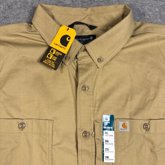 Carhartt Shirt Mens 2XL Brown Rugged Professional Relaxed Canvas Work TW2538-M - Picture 2 of 11